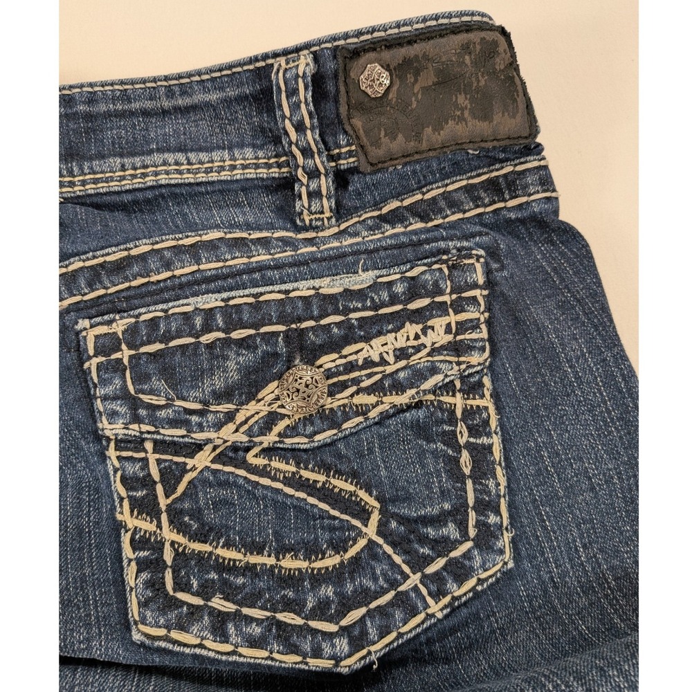 VTG Silver Jeans Suki Mid Straight Premium Denim 32 Bleach distress Preppy Y2k - Picture 7 of 11